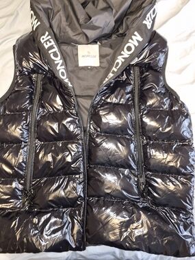 Like Moncler Shiny Black Quilted Puffer Vest
